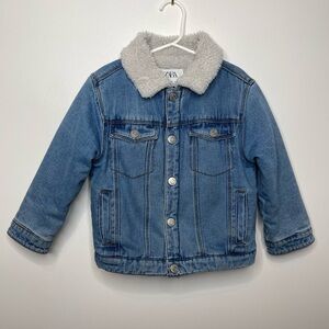 Zara/Disney Kids Denim Jacket with Soft White Collar